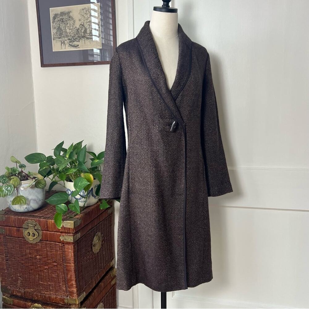 Vintage Dialogue Wool Blend Brown Longline Coat